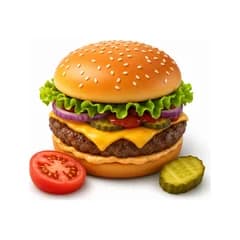 Cheeseburger em render 3D, fundo branco